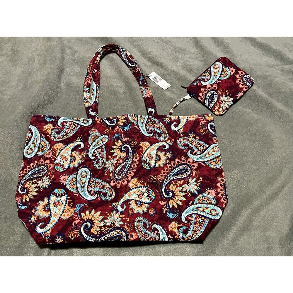 Vera Bradley Grand Tote 2‎ Pc Set Paisley Jamboree NWT Red Burgundy
